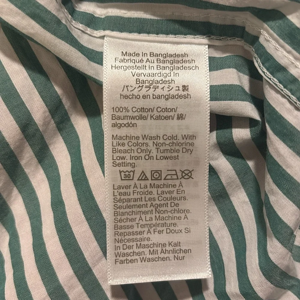 J.Crew Green and‎ White Striped Pajama blouse size S